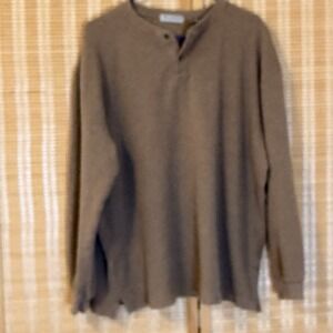 John Ashford Essentials Men 2X Brown Long Sleeve Henley Base Layer Streetwear